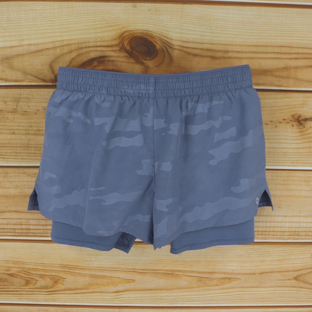 RBX Activewear‎ Shorts Built-In Biker Shorts Womens Size M Gray* Camouflage GYM